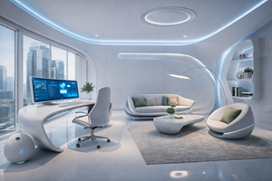 Jenis Desain Interior Ruangan - Kantor dengan gaya futuristik minimalis