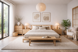 Jenis Desain Interior Ruangan - Ruang tidur dengan gaya japandi dan minimalis