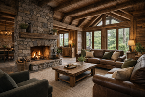 Jenis Desain Interior Ruangan - Ruang Keluarga dengan gaya Rustic