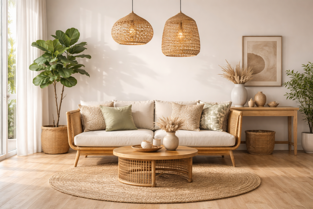 Interior bambu dan rotan