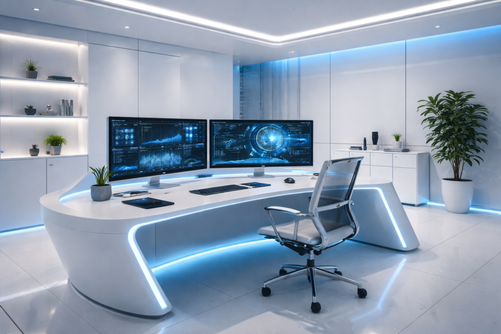 Desain ruang kerja futuristik