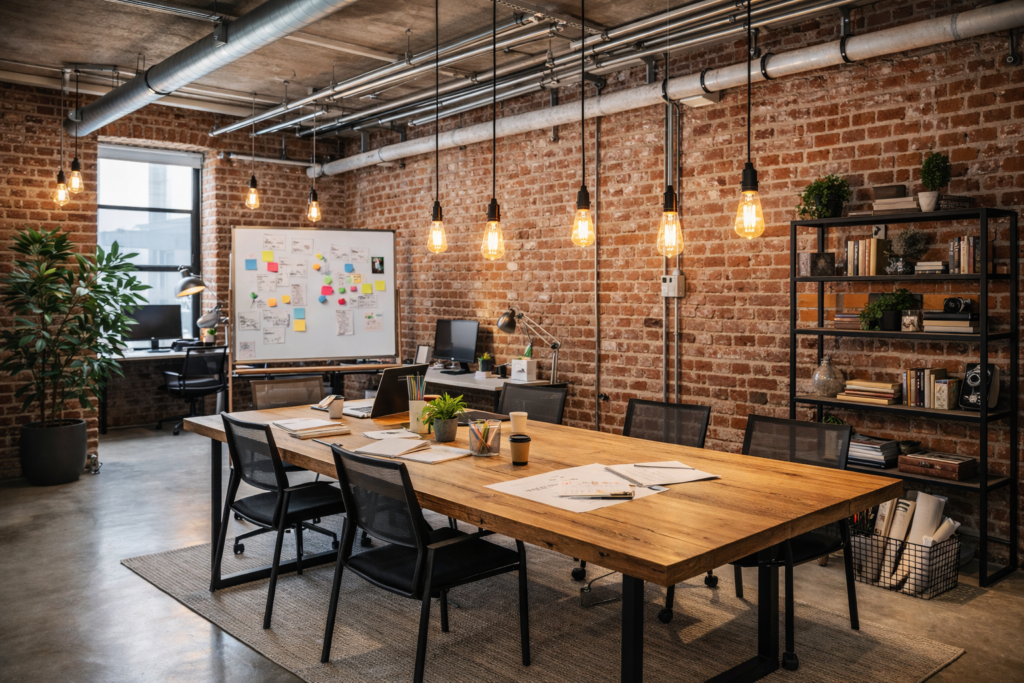 Desain kantor gaya industrial