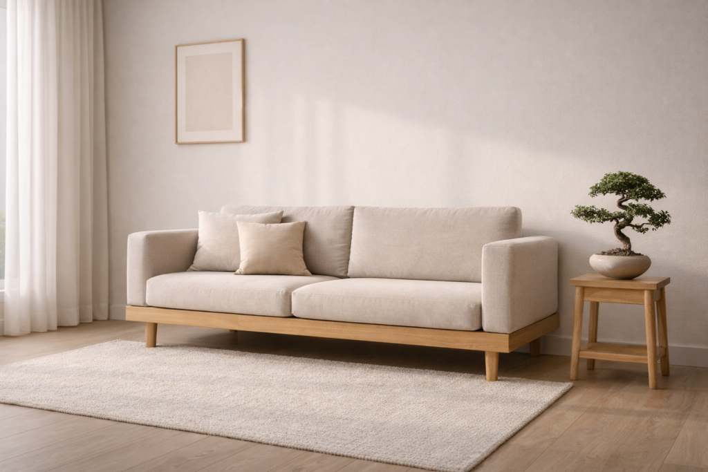 Minimalist Japandi living room design